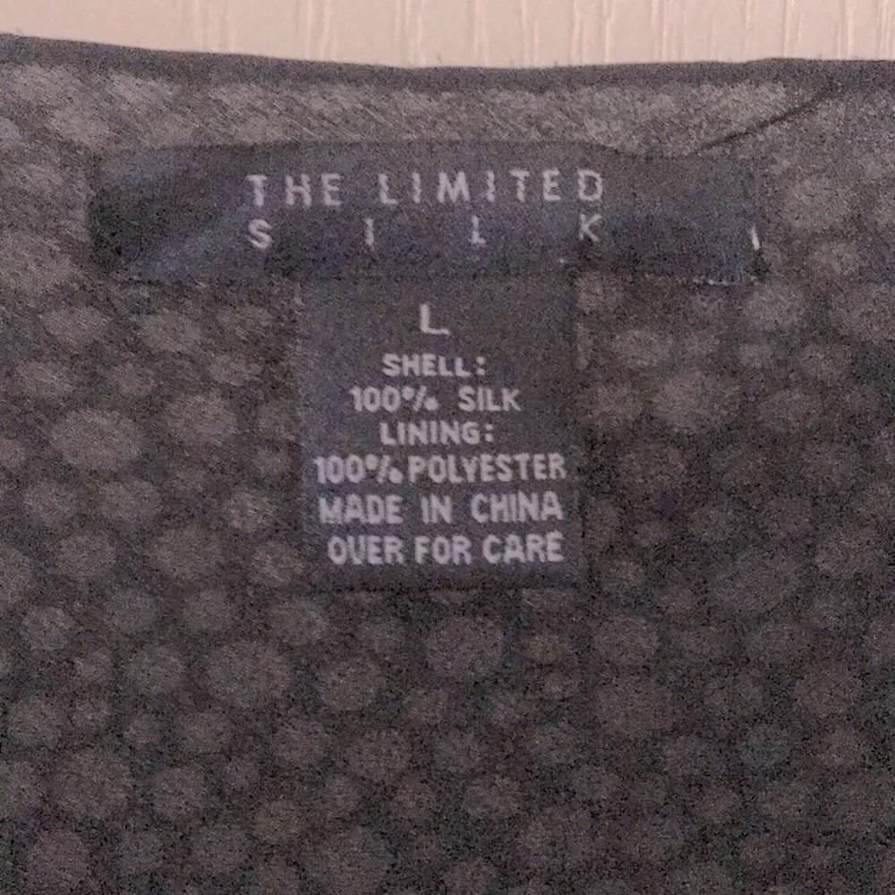 The Limited,Shell 100%  Silk size Large. Color black/gray - Picture 3 of 6